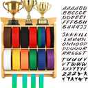 Tilhumt 12 Belts Karate Belt Display Rack with Trophy and Medal Display Rack, Taekwondo Belt Display Rack with Stickers, Martial Arts Belt Display for Kids and Adults