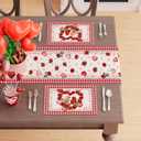 XCHI Plaid Roses Flowers Love Hearts Cardinal Valentine's Day Placemats Set of 6 Table Mats for Party Home Kitchen Dining Table Decorations 12x18 Inch
