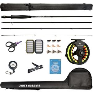 Stealth Fly Fishing Rod Combo Starter Kit, 30T Carbon Fiber Graphite Fly Rods with Die-cast Aluminum Reel and Fly Fishing Accessories, 9ft 5/6wt 4 pc
