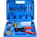 DASBET Hand Held Vacuum Pump Tester Set Vacuum Gauge and Brake Bleeder Kit for Automotive (Blue)