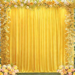 8 x 10 ft Yellow Backdrop Curtains for Party Photo Background Curtains Wrinkle Free Drapes Lemon Yellow Polyester Curtains Backdrop for Baptism Wedding Baby Shower Birthday Events, 2 Panels