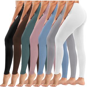 yeuG 7 Pack High Waisted Leggings for Women Tummy Control Soft Workout Yoga Pants Full Length & Capri