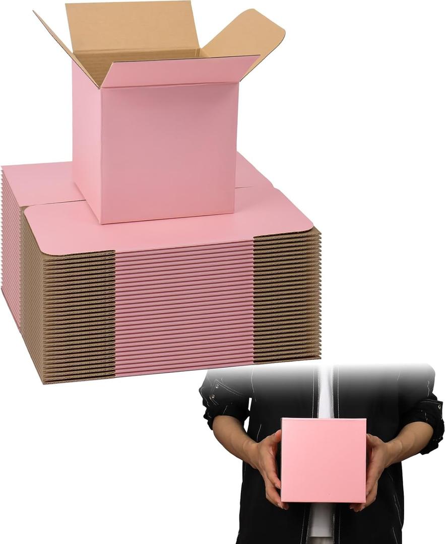 FORBFAN 6x6x6 Inches Small Shipping Boxes, 30 Pack Pink Mailer Boxes, Corrugated Cardboard Boxes for Packaging, Shipping, Mailing