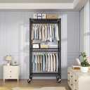 FUTASSI Heavy-Duty Portable Closet, 30"W x 14"D x 76"H, Black, Carbon Steel