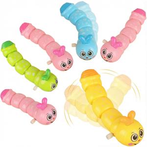 Hemoton 6 Pcs Multicolor Wind Up Caterpillar Toys for Kids, Cute Wiggling Clockwork Crawling Insect Figures, Novelty Party Favors Goodie Bag Fillers, Interactive Cat Dog Pet Toy