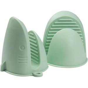 Mini Oven Gloves Silicone Heat Resistant Cooking Pinch Mitts Potholder for Air Fryer Kitchen Cooking & Baking (Green)