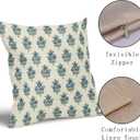 Sage Green Blue Floral Block Print Pillow Covers 20x20 Set of 2 Spring Flower Pattern Decorative Throw Pillowcases Outdoor Rustic Farmhouse Square Cushion Cases Decor for Home Couch Sofa Bed