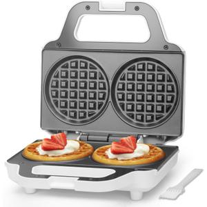 4 Inch Double Mini Waffle Maker Machine, Chaffle Maker, Waflera Electrica, Small Waffle Iron for Waffles, Keto Chaffles, Hash Browns, Cookies, Non-stick Plates
