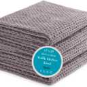 100% Cotton Waffle Weave Kitchen Dish Towels Solid, Ultra Soft, Scratch-Free & Superb Absorbent - Quick Drying Cleaning Towels,Perfect disch Cloth 13 x 28-4 Pack, Grey