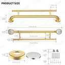 Brushed Gold Grab Bar 24 Inch w/Towel Holder, iHansee Stainless Steel Towel Rack Shower Support Balanced Support Handle, Wall Mount Safety Handrail Grab Rail for Elderly Senior Handicap Disabled