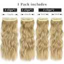 Clip in Hair Extensions 4PCS Soft Hair Extensions Honey Golden Brown Mixed Blonde Long Wavy Hairpieces for Women (Honey Golden Brown Mixed Blonde)