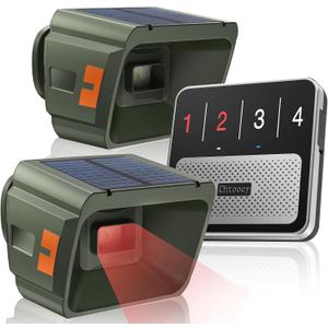 Solar Driveway Alarm Wireless Outdoor 1/2 Mile Range - Customizable Alarm Tones Weatherproof for Driveway Gate, 3 Sensitivity Motion Sensor & Detector Alert for Outdoor/Indoor Property
