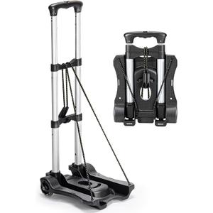Gorpuire Small Folding Hand Truck Dolly with 2 Wheels, Foldable Luggage Cart, Lightweight Aluminum Collapsible Trolly Portable Dolly for Moving Airport Travel Use