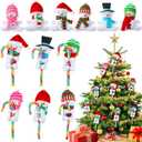 Poen 12 Pcs Felt Snowman Candy Cane Covers Christmas Candy Cane Huggers with Hat & Scarf Cute Snowman Candy Cane Holders for Christmas Party Favors Stocking Stuffers Gifts, Candy Not Included