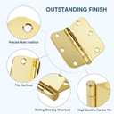 TICONN 48-Pack 3.5 Inch Door Hinges with 5/8" Radius Corner, 3-1/2 x 3-1/2 Inch Iron Bifold Residential Doors Hardware (5/8" Radius Corner, Polished Brass, 48 Pack)