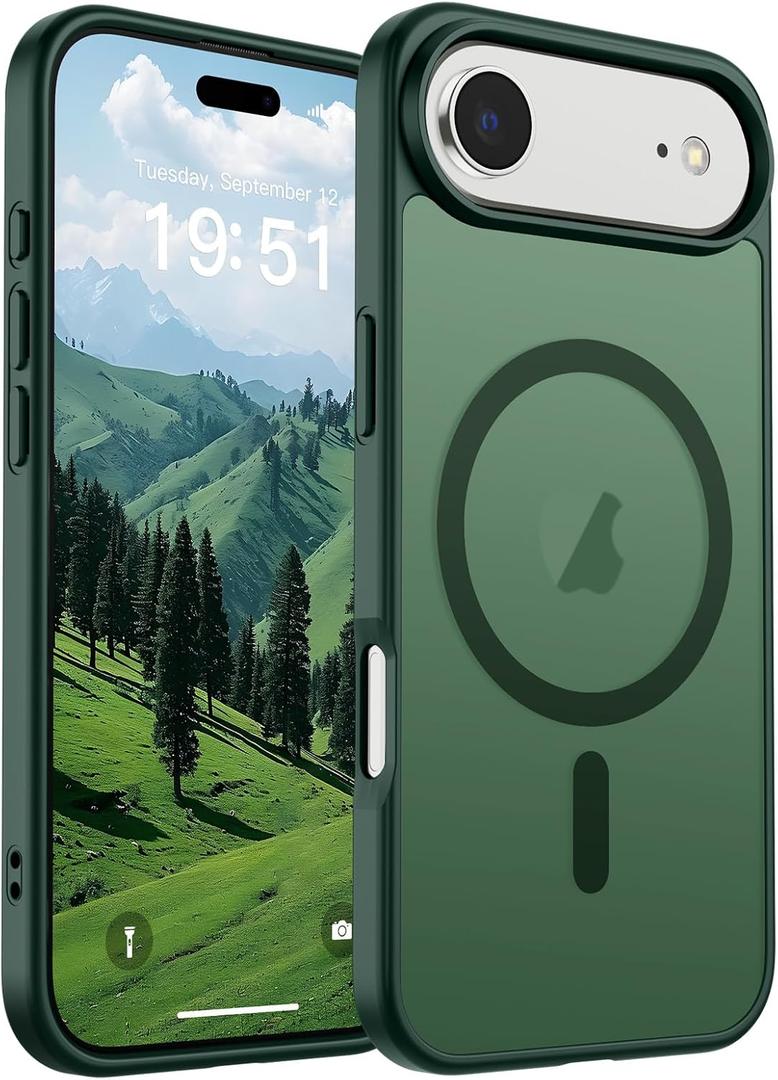 SUPFINE Magnetic for iPhone Air Case (Compatible with MagSafe)(Military Grade Drop Protection) Slim Translucent Matte Shockproof with Anti-Fingerprint Phone Cover for 17 Air, Forest Green