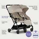 Mompush Lithe Double Stroller for Infant and Toddler, Lightweight Side by Side Twin Stroller, Only 25 lbs, 30-Inch Slim Fit Through Doorways, One-Step Fold, Independent Recline, UPF 50+ Canopy