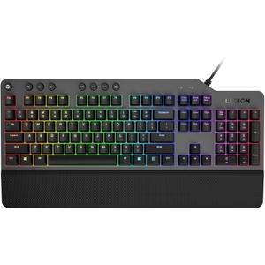 Lenovo GY40T26478 Legion K500 RGB Mechanical Gaming Keyboard, 3 ZONE Full-size Keyboard, 7 user Programmable Hot Keys; 16.8 Million Colors, 50 Million-Click Red Mechanical Keys, Detachable Palm Rest
