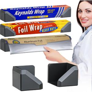 Skywin Set of 2 Adhesive Foil and Plastic Wrap Organizer, Fits Box Width up to 2.4in/61mm Aluminum Foil Organization and Storage Holder (Black)