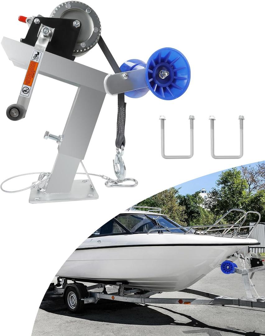 Adjustable Boat Trailer Winch Stand with Roller, Boat Trailer Winch Post, Fits 3" W x 4" H Trailer Drawbar, Boat Trailer Winch Mount for Motorboats/Fishing Boats Up to 16.4FT in Length