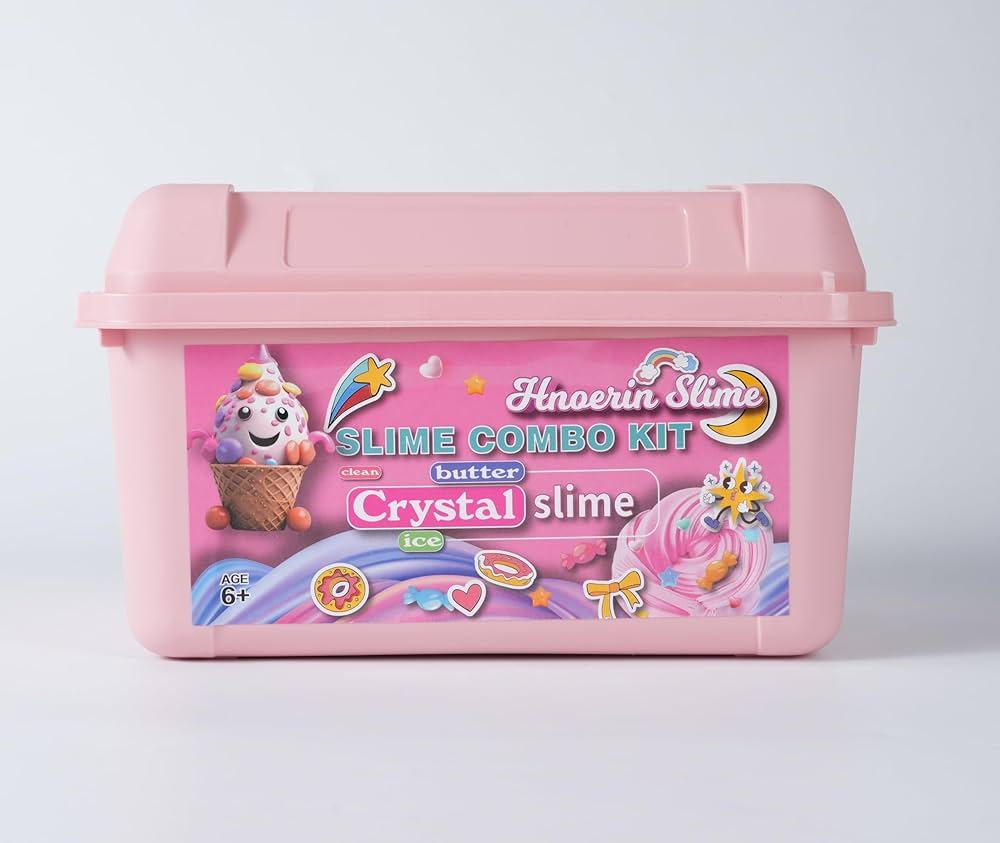 Pink Slime Kit Set Crystal Slime Kit Set Peach Pink Jelly Cube Glimmer Crunchy Slime D