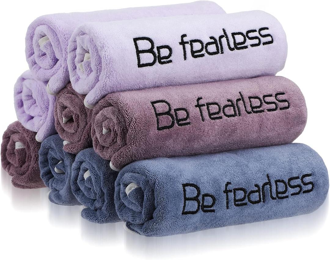 Peryiter 9 Pcs Microfiber Gym Towels for Men and Women, Soft Be Fearless Sweat Workout Towels for Yoga Sports Exercise Fitness Bath Home Cycling Swimming Camping Peryiter 9 Pcs Microfiber Gym Towels for Men and Women, Soft Be Fearless Sweat Workout Towels for Yoga Sports Exercise Fitness Bath Home Cycling Swimming Camping