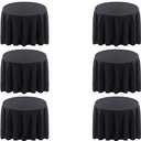 Surmente 10 Pack Black Tablecloth for Round Tables, 120-inch Round Table Cloths for Weddings, Banquets, or Restaurants