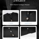 Women's Cardigan Sweater Short Sleeve V Neck Golden Button Down Front Blouse Casual Knitwear Top (Black, L)
