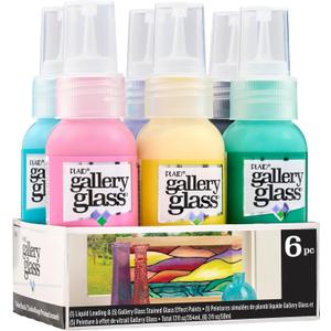 Gallery Glass Pastel Stained Glass Paint Kit, 6 Piece Set Perfect for DIY Arts and Crafts Projects, 20053