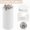 Metal Pleated Cylinder Pedestal Stands for Party, 3 Pieces Heavy Duty Round Cake Pedestal Stand Display Plinth Pillars Art Decor for Wedding Ceremony Birthday PartySmall, White