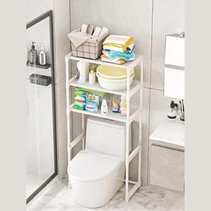 MilleLoom 3-Tier Metal Toilet Shelf, Freestanding Space-Saving Toilet Storage Rack, Tall Bathroom Shelf, Suitable for Most Toilets, Suitable for Bathrooms, Laundry Rooms, White