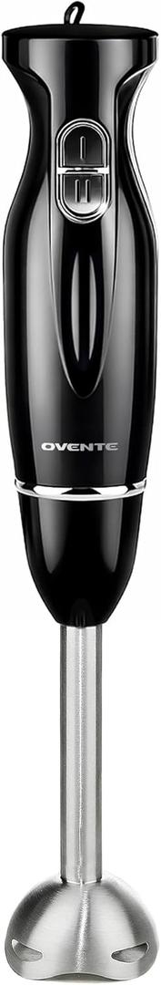 OVENTE Immersion Hand Blender, 300W Electric Handheld Stick Mixer with 2 Mixing Speeds and Stainless Steel Blades for Smoothies, Purees & Baby Food, Black HS560B