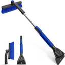 SEAAES 33 Inch Snow Brush and Ice Scraper for Car Windshield, Extendable Snow Scraper and Brush with Foam Grip for Truck SUV Vehicle Window - Blue