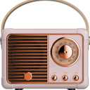 Retro Bluetooth Speaker, Wireless Mini Portable Speakers Vintage Radio Support USB/TF Card/AUX, Cute Bluetooth Speaker for Kitchen Desk Bedroom Office, Birthday Gifts for Women Teenage, Pink
