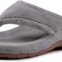 Women's Thong Spa Slippers with Arch Support Flip Flop House Slippers for Women Indoor and Outdoor (7, Dark Grey)