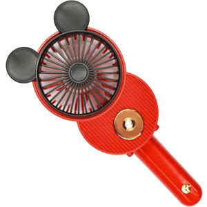 LACOVIA Cute Mouse Misting Mini Fan, Handheld Portable USB Rechargeable Fan with 3 Adjustable Speeds, Foldable For Travelling(Red)