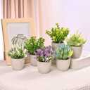 LUEUR Set of 6 Potted Artificial Flowers Arrangement, Fake Flowers with Vases Faux Flowers in Pot for Centerpiece Table Decorations Spring Decor for Home Office Desktop