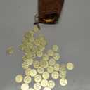 50 PCS Gold Coins & PU Leather Bag, DND Metal Coins, Fantasy Coins Treasure for Board Games, Fake Coins As Game Tokens for Dungeons & Dragons, Tabletop TTRPG Games Medieval Retro Accessories Addons
