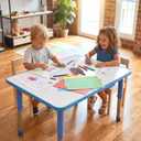 INNOVART 48” X 30” Dry Erase Rectangle Activity Table, Adjustable Height (15"-24") Magnetic Whiteboard Table with Ball Glides, Ideal for Writing & Drawing, Daycares, Preschools, Classroom, Home