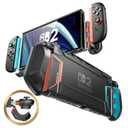 Mumba Dockable Case for Nintendo Switch 2 [2025 Blade Series] TPU Switch 2 Grip Protective Cover, Ergonomic Accessories for Console with Quick-Release Design for Switch 2 Joy Con Controllers Blue/Red