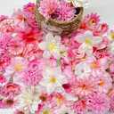 Artificial Flowers Heads for Crafts Pink White Fake Flowers Bulk Silk Roses - DIY Home Spring Garden Floral Party Wildflower Garland Hanging Decoration Small Silk Faux Flowers Heads 3-8cm (Pink White)