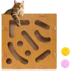 Cat Nail File For Indoor Cats with 2 Bell BallsCat Scratch Puzzle Enrichment Box,Maze Cat Nail File Enrichment Box,Interactive Cat Scratching Board,A Stress-Free Alternative to Nail Trimming,with Built-in Bell Ball for Indoor Cats