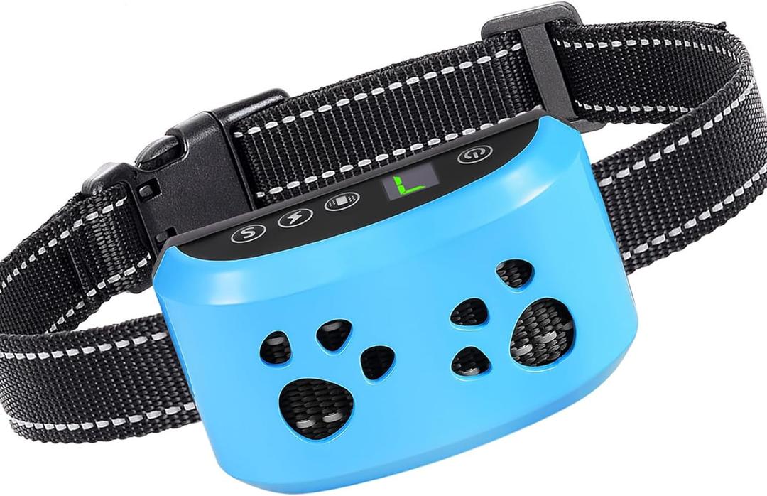 Dog Bark Collar, Svtrat Smart Bark Collar for Small Medium Large Dogs Anti Bark Collars with 4 Training Modes and 7 Level Sensitivity, Barking Collar (Light Blue)