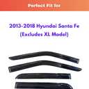 KPY Rain Guards Fit for 2013-2018 Hyundai Santa Fe, Out-Channel Window Visors Vent Wind Deflectors 4PC, Car Accessories for 13-18 Santa Fe (Excludes XL Model)
