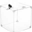 Acrylic Donation Raffle Box with Slot & Lock, Large Clear Ballot Offering Suggestion Ticket Holder for Fundraising Drawing Storage Container Tip Jar Voting Charity (9.8 x 9.8 x 9.8 Inch, Clear)
