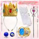 2 x Princess Peach Crown Accessories Kit - 5 PCS Princess Peach Dress Up Costume Set for Girls' Birthday Party Supplies & Cosplay