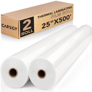 CAREGY Thermal Laminating Film Roll 2 Pack1.5 Mil 1 Inch Core Laminate Rolls,25" x 500',School Lamination