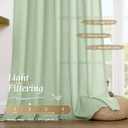 LAMIT 48 Inch Length Linen Curtains 2 Panels, Light Green Soft Faux Linen Light Filtering Panels Rod Pocket Boho Neutral Drapes for Short Windows/Cafe, 42 x 48 Inch