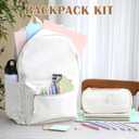 Cunno 28 Pcs Backpack Set Pencil Case Notebook Pen Insulated Cup File Folder Sticky Note Memo Pad Essentials Stationery Kit(White)