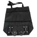 Mskmnkot Foldable Grocery Bag with Wheel, Shopping Cart Trolley Bag with Handle Large Reusable Oxford Cloth Rolling Collapsible Shopping, Black Cart